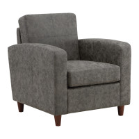 OSP Home Furnishings VNS51A-P47 Venus Club Chair in Charcoal Faux Leather and Medium Espresso Legs